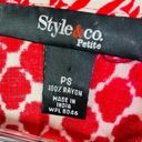 Style & Co . Dual Geometric Print Button Front Shirt Red Cream Petite Small Photo 10