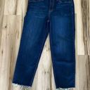 7 For All Mankind Seven  Blue Cropped High Rise Straight Tower Jeans Photo 0