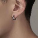 925 Silver Plated Geometry Hoop Earrings for Men Women Photo 4