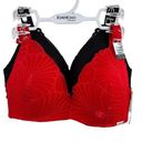 Bebe  2 Pack Red Black Push Up Bra Wirefree New 36C Photo 0