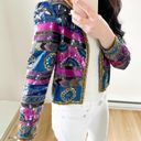 Vintage Blue  Pink Beaded Sequin Silk Blazer Jacket Mardi Gras sz Small Photo 2