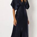 Petal and Pup  Ricki Midnight Indigo Blue Satin Maxi Dress L Photo 3