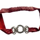 Chico's Red‎ Leather & Silver Tone Stretch Belt Thick Back Elastic Photo 0