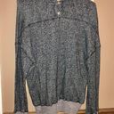 BKE Gimmicks X  Double V Neck Marled Heather Button Sweatshirt Grey Black XS Photo 3