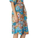 The Bar Dodo Or Printed Nancy Dress in Orange & Blue Medium Womens Midi Retro Floral Photo 1