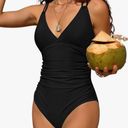 One Piece Charmo Tummy Control  Swimsuits for Women Ruched Bathing Suits Strappy V Neck Monokini Photo 2