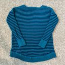 a.n.a A New Approach Teal and Navy Knit Striped Sweater Size Petite Small Photo 6