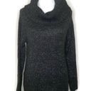 DKNY  Black‎ Turtleneck Sweater Long Sleeve Knit Metallic Silver Womens Size S Photo 11