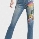 Alice + Olivia  AO LA High Rise Girlfriend Embroidered Mountain Jeans, Size 25 Photo 0