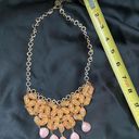 Coldwater Creek  bib statement necklace orange and pink bead floral Photo 0