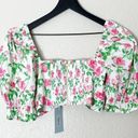 Hill House  The Isabella Top Pink Roses Poplin Puff Sleeve Tie Front Floral Photo 7