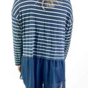 Nine West  VINTAGE AMERICA Asymmetrical Hem Long Sleeve Striped Tee Photo 1