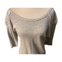 Xhilaration  Gray W/ Sequins 3/4in Sleeves 100% Cotton Lightweight Stylish Fringe Photo 5