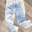 Gap  Tie Dye High Rise Raw Hem Cropped Boyfriend Jeans White Blue 10 Photo 1