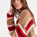 Urban Outfitters Oversized Striped Sweater Tan Red White Grandpa S Photo 1