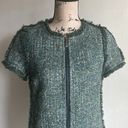 W By Worth  Short Sleeve Fringe Trim Green Dress Size 6 Photo 2