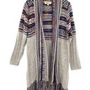 Harper Haptics Holly  Boho Multicolored Fringe Knit Long Cardigan Sweater Photo 0