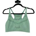 Zella  Sports Bra Womens XL Seamless Stretch Racerback Green Perforated Photo 0