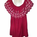 Adrianna Papell  Women Embroided Off Shoulder Top Large Fuchsia Pink Blouse Photo 0