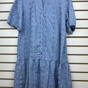 Loft Chambray Clip Puff Sleeve Button Swing Dress Sz Large Photo 3