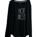 Rae Dunn  shirt long sleeve black xl stretch Hot Mess NwOT NEW Photo 0