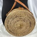 Collection 18 Hand Crafted Round Rattan Bali Bag Purse Crossbody Floral Lining Photo 4