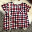 Isabel Maternity  Red Plaid Short Sleeve Top Photo 4