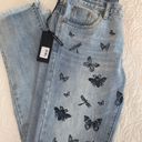 One Teaspoon Custom Asymmetrical Butterfly Bee Mom Jeans Photo 4