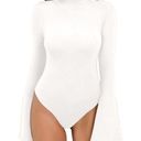 MANGOPOP NEW  Bell Sleeve Mock Neck Long Sleeve Bodysuit S Photo 0