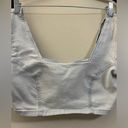 H&M  Denim Puffy Sleeve Crop Top in Light Wash Blue - M Photo 3