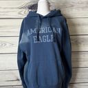 American Eagle Super Soft Blue Distressed Oversized Hooded Sweatshirt Photo 0