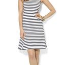 Ralph Lauren  Faux Leather Trim Sleeveless Striped Flare Dress Small Photo 2