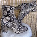 Steve Madden Evana Snakeskin Reptile Print Black White Heeled Boots Photo 0