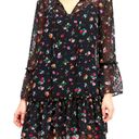 Banana Republic  Black Floral Clip Dot Drop Waist Dress Photo 1