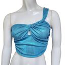 SheIn  Blue Shimmery One Shoulder Cropped Top (XS) Photo 3