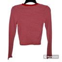 Heart & Hips  Red Striped Cropped Long Sleeve Top Size Small Photo 1