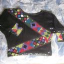 Scala  Vintage Sequin Top Womens Size L Long Dolman Sleeve Blouse Silk Colorful Photo 0