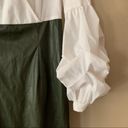 Krass&co NWT NY &  White and Faux Green Leather Pencil Dress with Ruffle Sleeves XS Photo 3