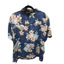 Caribbean Joe  Blue Pink Hawaiian Floral Print Button Down Shirt Sz 2X Photo 4