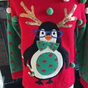 The Comfy Christmas Sweater Penguin Sequins Antlers Womens Petite Small Ugly Photo 1