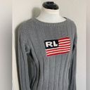 Polo jeans Co. Ralph Lauren vintage gray American flag cable knit sweater L Photo 7