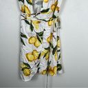 Lulus Summer Lemon Print Tie Up Wrap Dresss Sz M Yellow Size M Photo 5