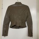 BCBGMAXAZRIA  taupe brown real leather full zip cropped moto jacket size small Photo 5