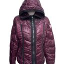 Guess  Hooded Puffer Jacket Plum Purple with Black Trim Size Medium Photo 0