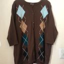 Maggie Barnes Brown argyle button up down shirt cardigan jacket 100% Acrylic Photo 0