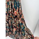 Angie  Womens Floral Smocked Lace Up Back Maxi Dress Small boho bohemian Photo 5