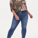 Torrid  Floral Harper Top Sz 3 Roll Tab Sleeves Split Neck Challis Blouse Pockets Photo 0