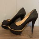 Enzo Angiolini  Black & Gold Snakeskin Platform Heels Size 6.5 Photo 2