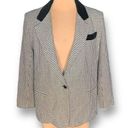 Houndstooth Vintage Dumas Jacket Black White  Velvet Collar Blazer Boxy Oversized Photo 0