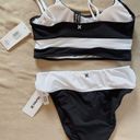 Hurley  2 pieces swimsuit bikini 👙 black white stretchy removable pads NWT Photo 1